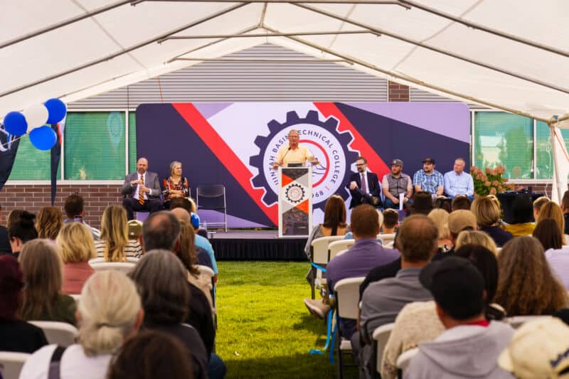 Guest of honor Brad Haslem, founder of BHI and President of the Haslem Legacy Foundation, speaks during the unveiling ceremony at UBTech’s Vernal Campus last week.